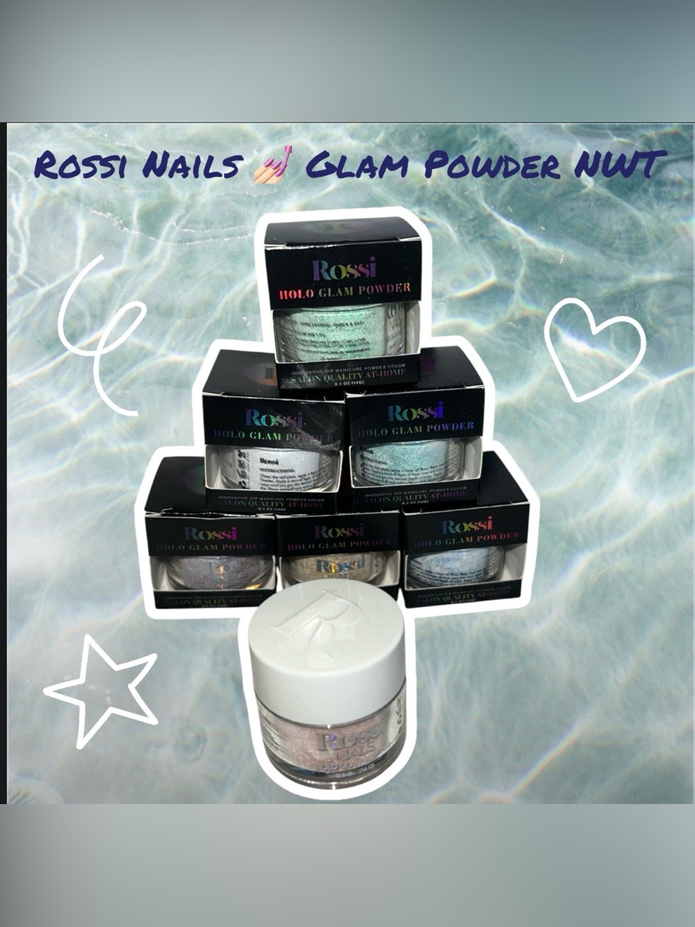 Rossi Nails 💅🏻 Glam Powder Bundle Of 7 NWT